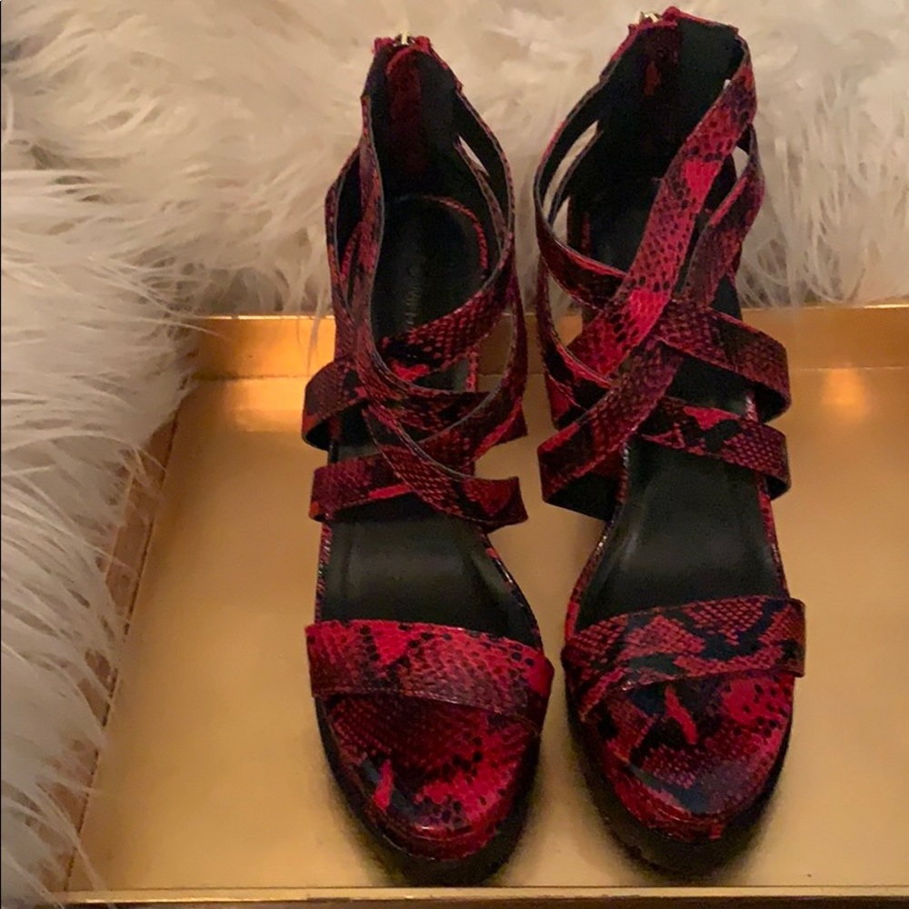 New Red and Black Snake Skin platform heels